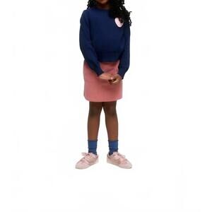 NEW COMPANIA FANTASTICA girl's knitted sweater with heart embroidery in navy/pin